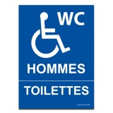 Panneau - Toilettes Hommes Toilettes - + Picto Handicapé  (300 x 420 mm, PVC)