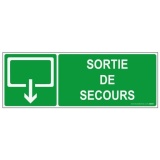 Panneau Sortie et évacuation - Sortie de Secours - ISO 7010 210 x 75 mm PVC 2 mm