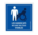 Picto autocollant Handicap invisible pour pare brise - 100 x 100 mm