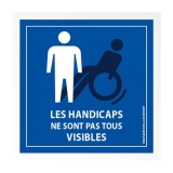 Picto autocollant Handicap invisible pour pare brise - 100 x 100 mm