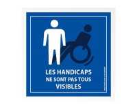 Picto autocollant Handicap invisible pour pare brise - 100 x 100 mm