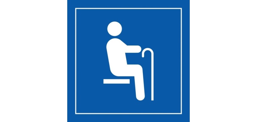 Picto PI TF 022 - Siège prioritaire pour personnes âgées - en Vinyle souple autocollant ISO 7001 Dimensions:125 x 125 mm -