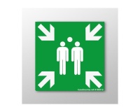 Panneau premiers secours - Point de rassemblement E007 - ISO 7001 250 x 250 mm Vinyle Souple Autocollant