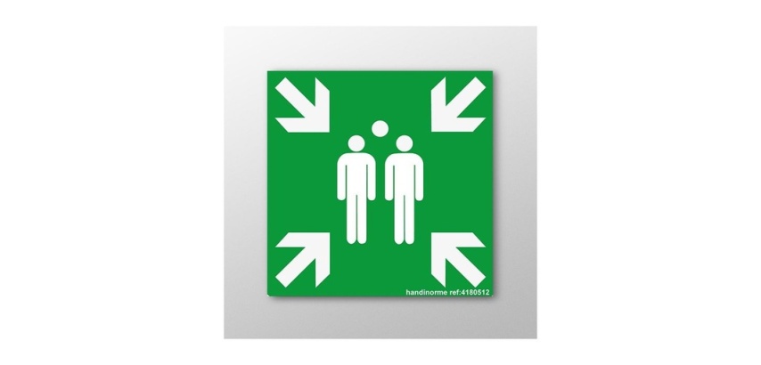 Panneau premiers secours - Point de rassemblement E007 - ISO 7001