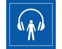 Pictogramme PI TC 014 - Audioguide - ISO 7001 en Gravoply  (350 x 350 mm, Blanc)