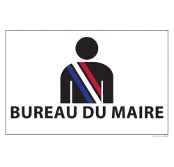 Signalétique information - BUREAU DU MAIRE+ symbole - fond blanc 300 x 200 mm