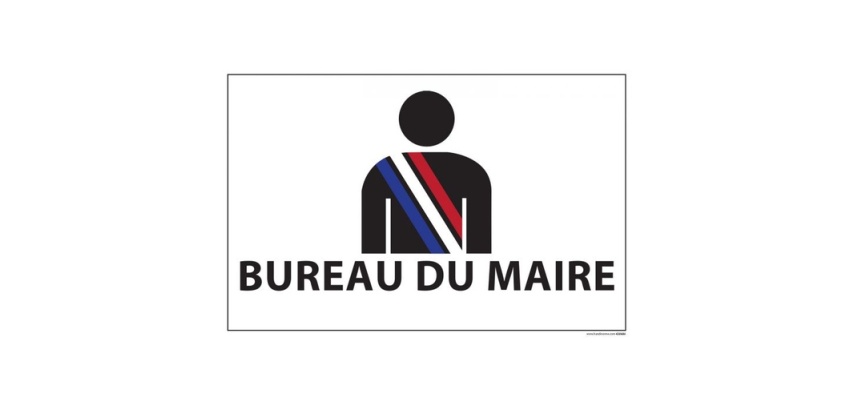 Signalétique information - BUREAU DU MAIRE+ symbole - fond blanc 300 x 200 mm