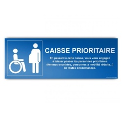 Panneau d'Information Caisse Prioritaire - vinyle Dimensions:350 x 125 mm