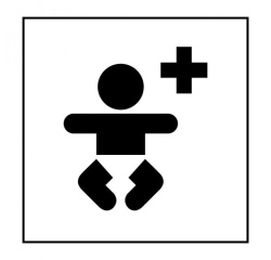 Pictogramme PI PF 036 - Centre médical pour enfants - ISO 7001 en Gravoply
