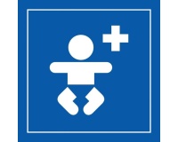 Pictogramme PI PF 036 - Centre médical pour enfants - ISO 7001 en Gravoply  (350 x 350 mm, Bleu)
