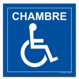 Panneau Signalisation - Chambre - PMR  (125 x 125 mm, PVC)