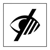 Pictogramme PI PF 049 - Accessibilité, malvoyant - ISO 7001 en Gravoply  (350 x 350 mm, Blanc)