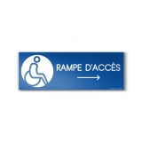 Panneau Design Rampe d'accès Flèche droite + Picto Handicapé  (350 x 125mm, PVC)