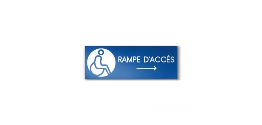 Panneau Design Rampe d'accès Flèche droite + Picto Handicapé