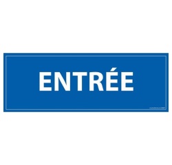 Signalétique information - ENTREE - fond bleu 210 x 75 mm