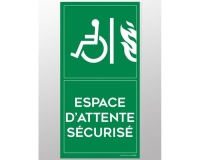 Panneau signalétique - Espace d'attente sécurisé - portrait  (400 x 200 mm, PVC)