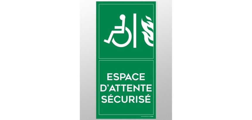 Panneau signalétique - Espace d'attente sécurisé - portrait