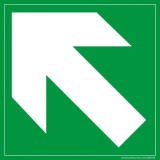 Panneau évacuation - Flèche diagonale en haut à gauche - F001 250 x 250 mm