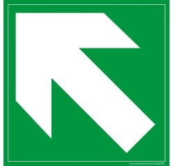 Panneau évacuation - Flèche diagonale en haut à gauche - F001