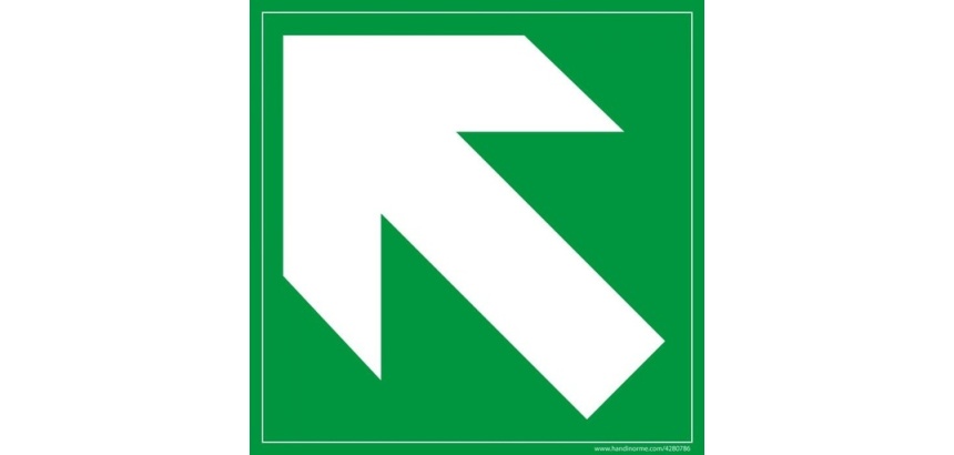 Panneau évacuation - Flèche diagonale en haut à gauche - F001