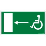 Panneau évacuation PMR - Sortie gauche  (300 x 150 mm, PVC)