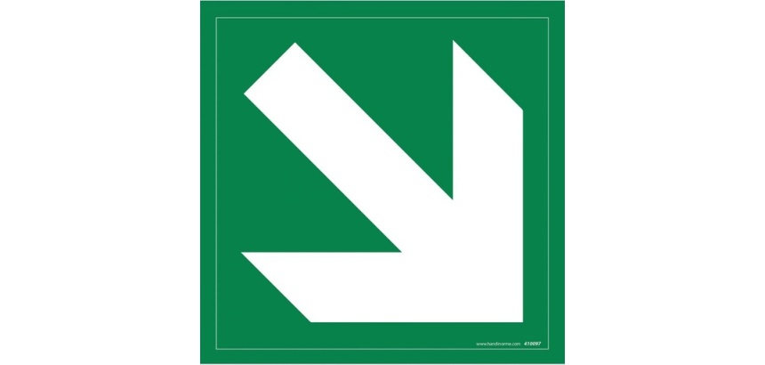 Signalétique Evacuation flèche diagonale en bas à droite