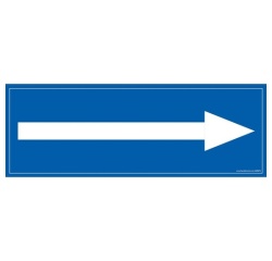 Signalétique information - flèche vers la droite - fond bleu 210 x 75 mm