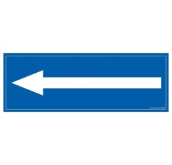 Signalétique information - flèche vers la gauche - fond bleu 210 x 75 mm