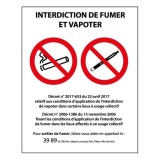 Panneau signalétique - Interdiction de fumer et vapoter - ISO 7010 210 x 300 mm Vinyle souple autocollant