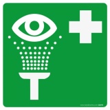Panneau premiers secours - Lavage oculaire - E011 - ISO 7001 125 x 125 mm Vinyle Souple Autocollant