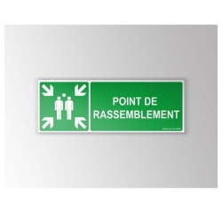 Panneau ISO EN 7010 - Point de rassemblement - E007 avec texte