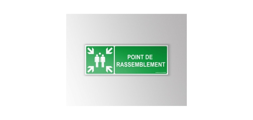 Panneau ISO EN 7010 - Point de rassemblement - E007 avec texte