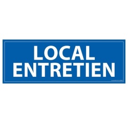 Signalétique information - LOCAL ENTRETIEN - fond bleu 210 x 75 mm