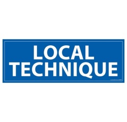 Signalétique information - LOCAL TECHNIQUE - fond bleu 210 x 75 mm