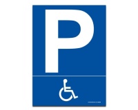 Panneau - Parking pictogramme handicapé  (210 x 150 mm, Vinyle Souple Autocollant)