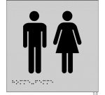 Plaques en relief et braille toilettes Hommes et Femmes Dimensions:150 x 150 mm (carré) -