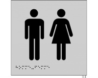 Plaques en relief et braille toilettes Hommes et Femmes Dimensions:150 x 150 mm (carré) -