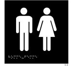 Plaques en relief et braille toilettes Hommes et Femmes Dimensions:150 x 150 mm (carré) -