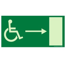 Signalétique PMR Sortie de secours droite  Photoluminescent