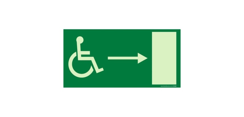 Signalétique PMR Sortie de secours droite  Photoluminescent