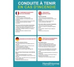 Poster A3 - Conduite à tenir en cas d'incendie 4 langues