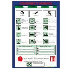 Poster plastifié - Consignes d'urgence - format A3