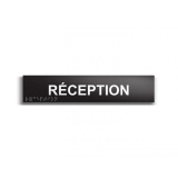 Réception - Plaque de porte en braille et relief - 25 x 5cm  (Plaque noire)