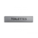 Toilettes - Plaque de porte en braille et relief - 25 x 5cm  (Plaque alu)