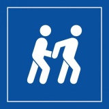 Pictogramme PI PF 047 - Accessibilité, assistant personnel disponible - ISO 7001  (350 x 350 mm, PVC, Bleu)