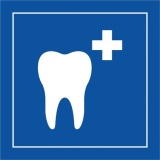 Pictogramme PI PF 043 - Soins dentaires - ISO 7001  (350 x 350 mm, PVC, Bleu)