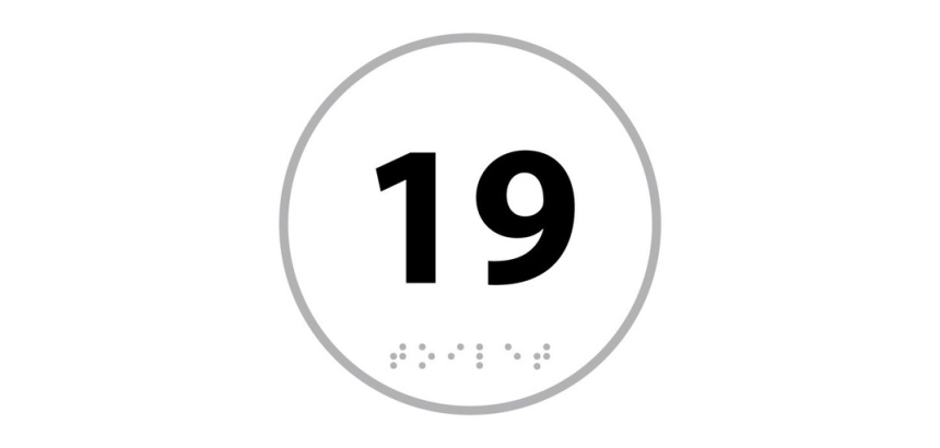 Panneau porte - NUMERO 19 - relief et braille