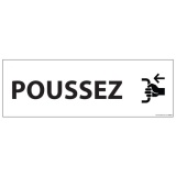 Signalétique d'information Entreprise - Poussez - 210 x 75 mm PVC 2 mm Gris