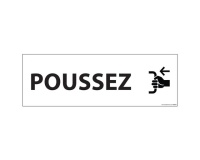 Signalétique d'information Entreprise - Poussez - 210 x 75 mm PVC 2 mm Gris