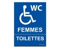 Panneau - Toilettes Handicapés Femmes  (150 x 210 mm, Vinyle souple autocollant)